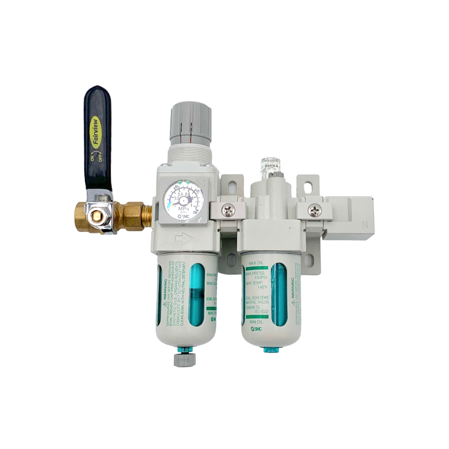 CG-9DT Filter Regulator/Lubricator Combination Unit with Ball Valve, Double T Bracket, & Block