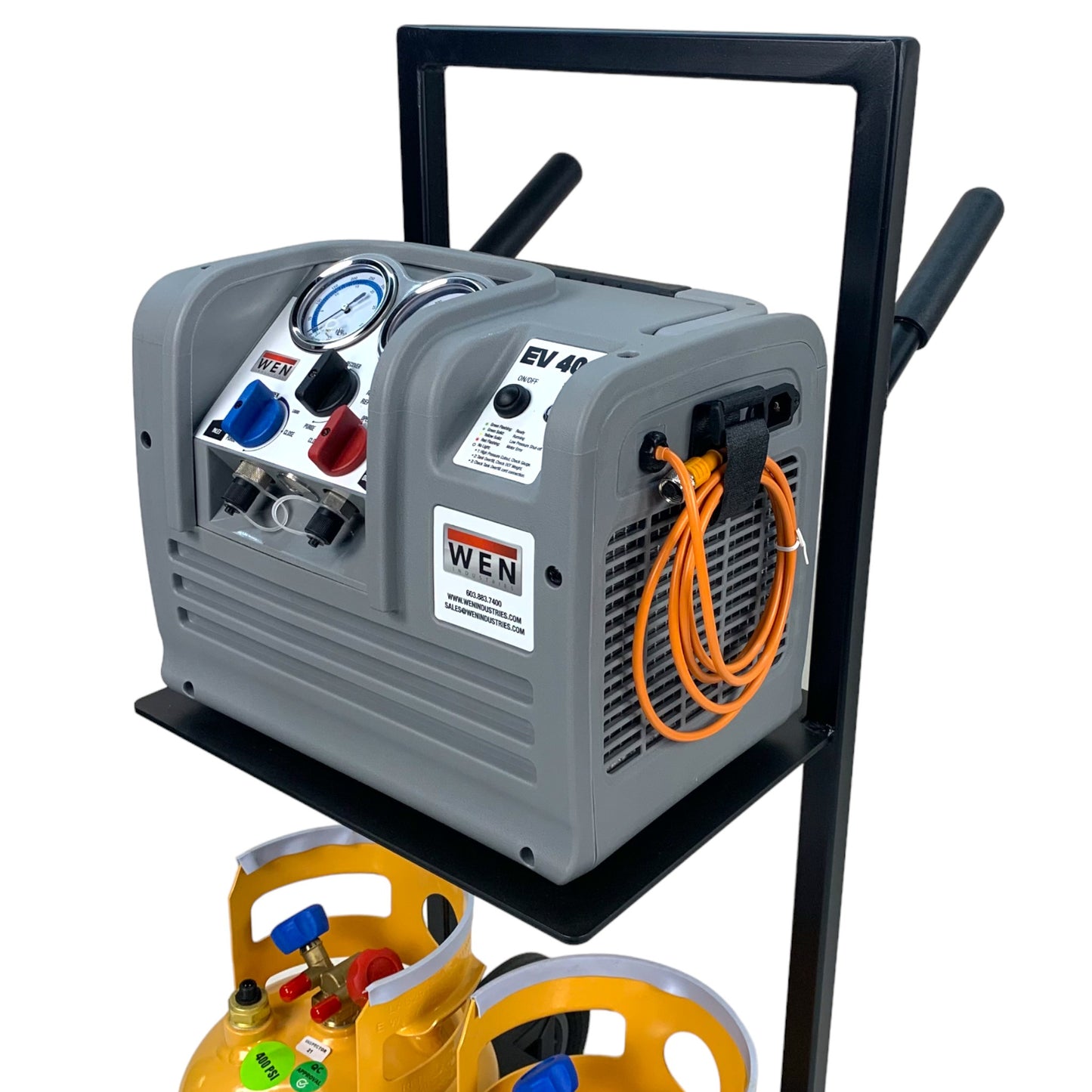 EV400 Cart Dual R-134a/R1234yf WEN 1.33 HP, 2 Cylinder, Ignition-Proof Refrigerant Recovery Machine
