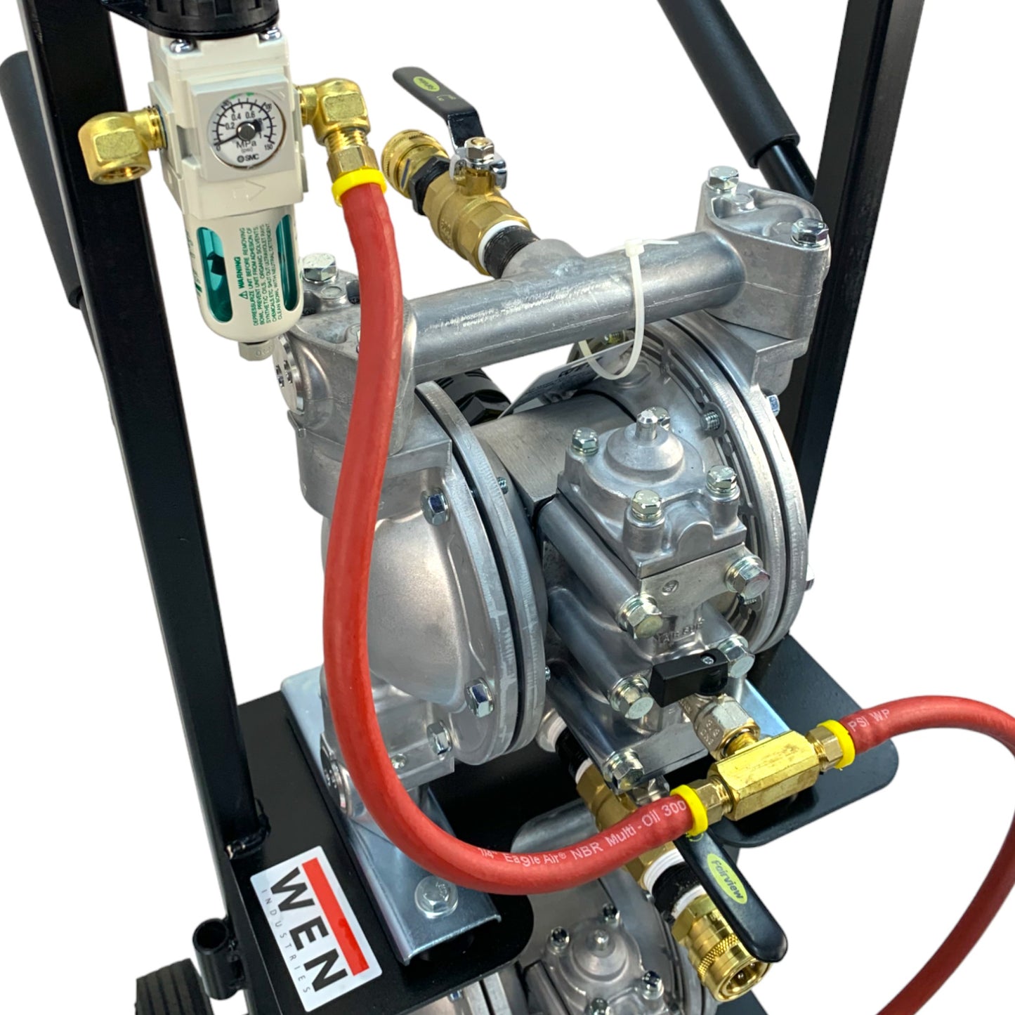 WEN350 Dual Cart with 3/4" Diaphragm Air Pumps (2), Air Regulator, Hoses, Quick Disconnects & Antifreeze Piercing Rod